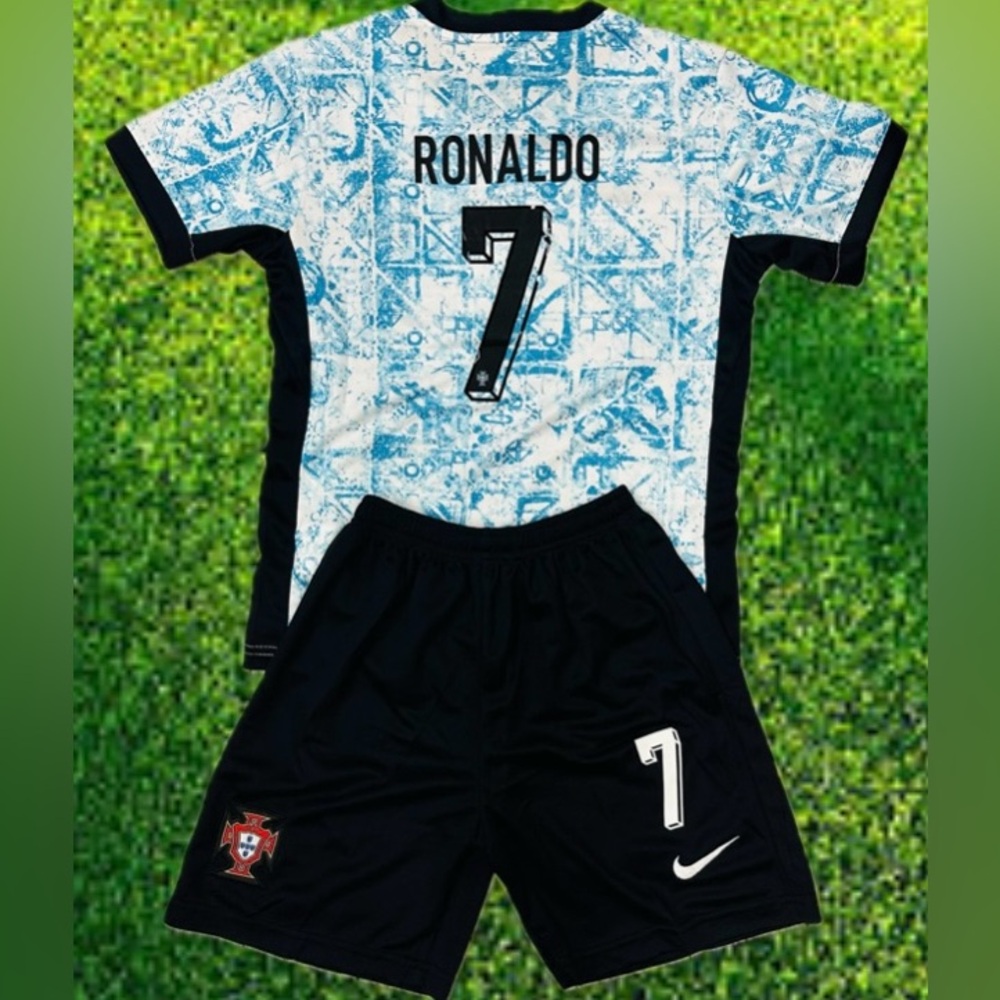 Youth Ronaldo Portugal Blue Nike Portugal Jersey and Shorts Set LARGE (28) 10-12